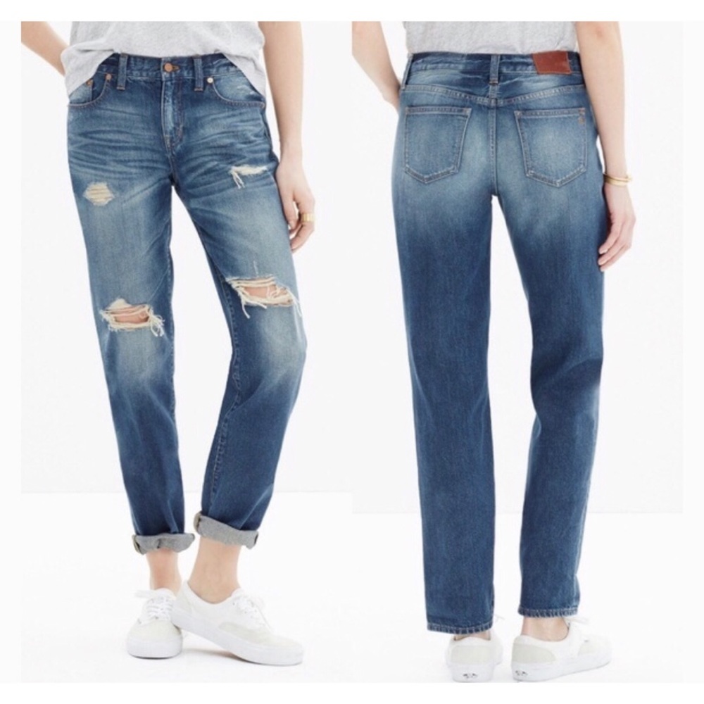 SOLD Madewell “Boyjean” Torn Boyfriend Jeans - Picture 1 of 8